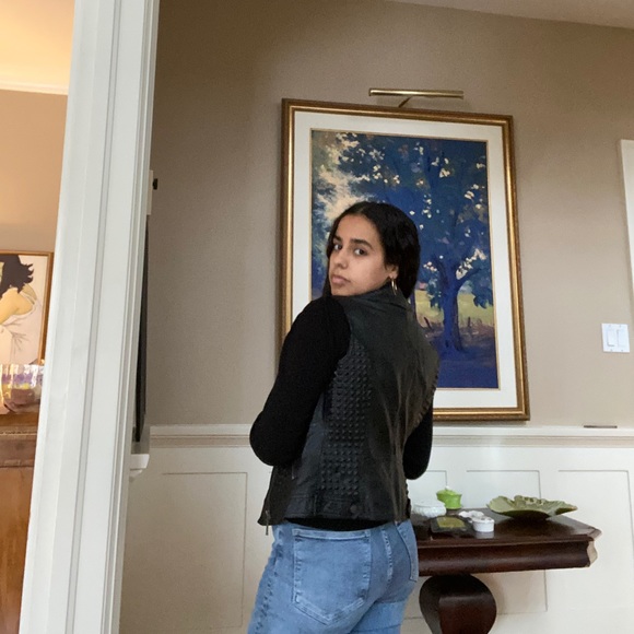 SOLD! John & Jenn - Faux Leather Studded Moto Vest - Picture 4 of 7